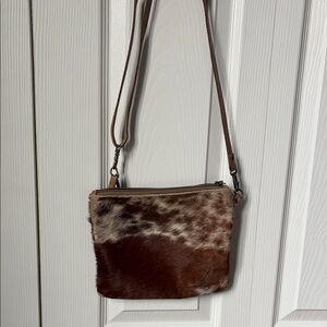 Myra Bag Brown Cowhide Crossbody with Removable Strap